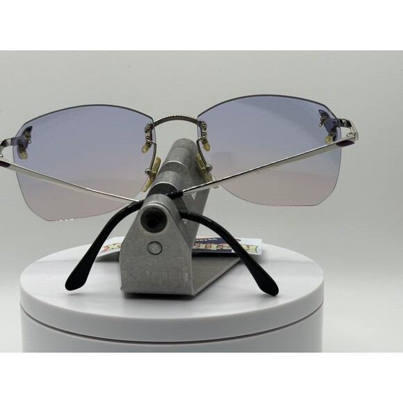 Vintage Oversize Sunglasses NOS Rimless Style Sea Flame Lens Silver Frame 80s| - Picture 8 of 9